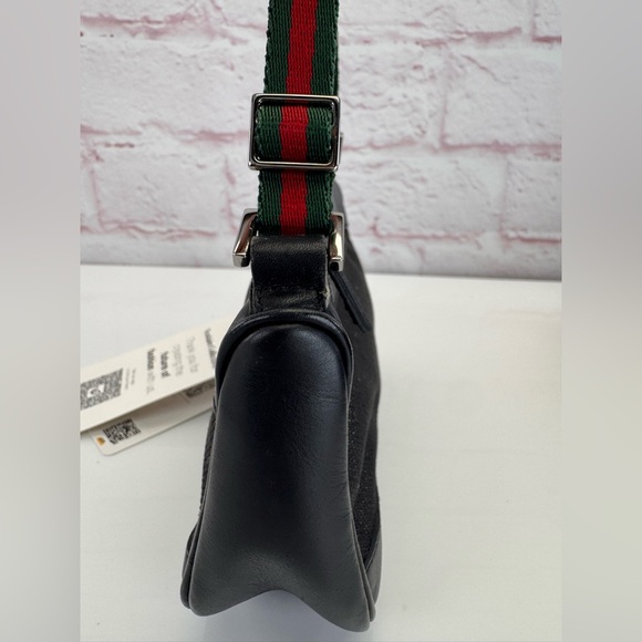 Rare Gucci Black Denim Web Vintage Baguette Bag - Picture 4 of 12